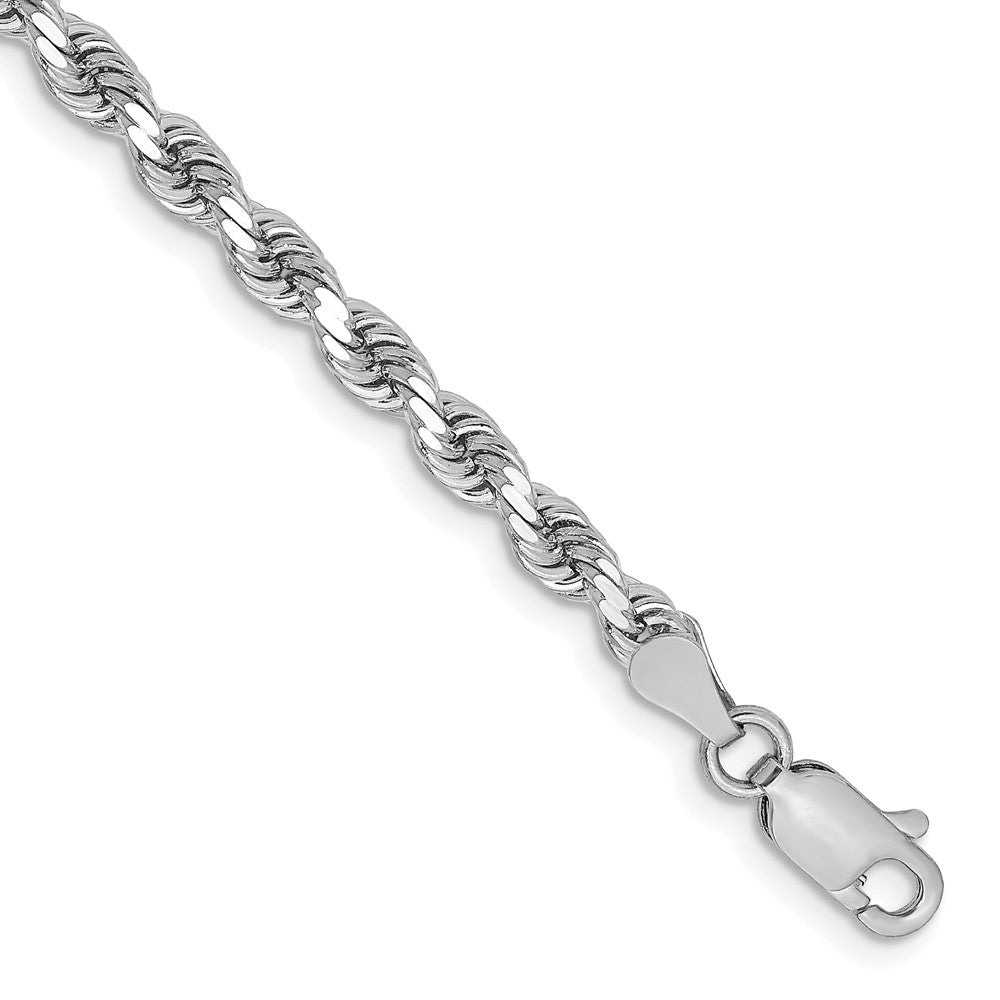 14K White Gold 3.25mm Diamond-Cut Rope with Lobster Clasp Chain Bracelet 7"-8"