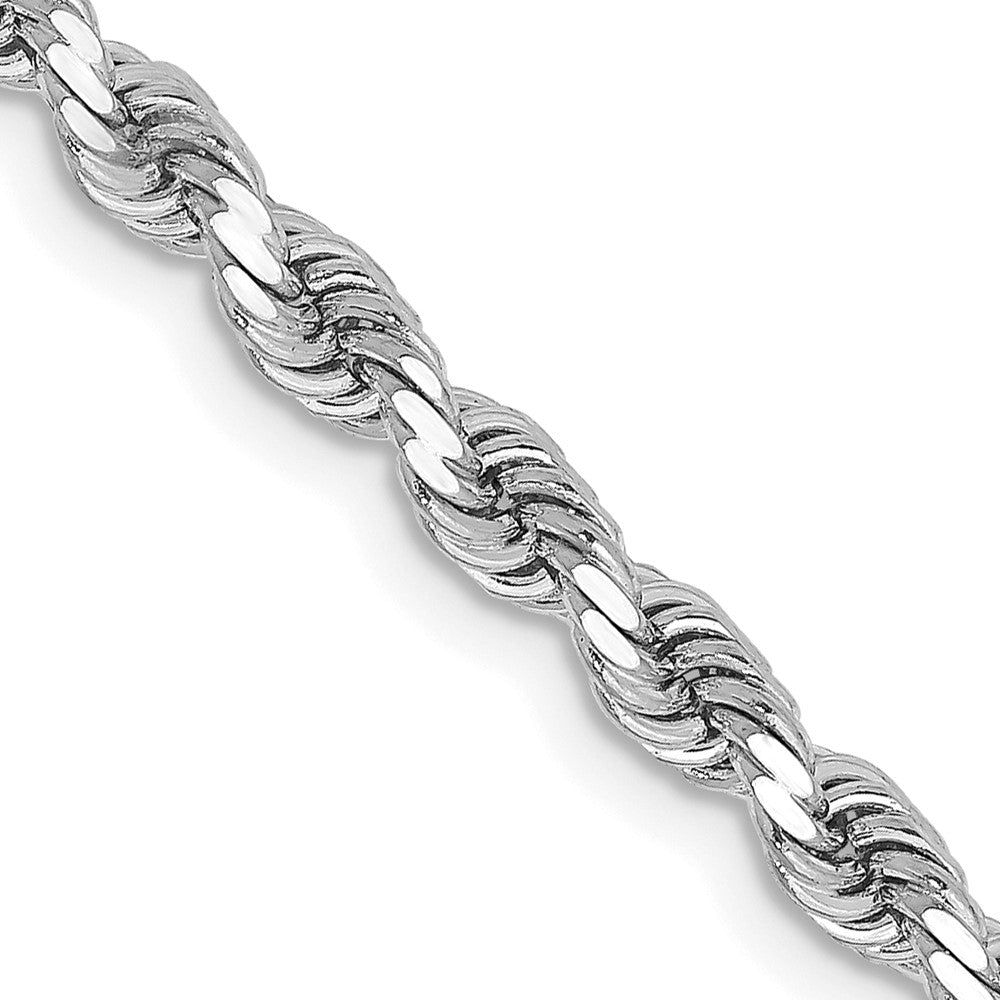 14K White Gold 3.25mm Diamond-Cut Rope with Lobster Clasp Chain Necklace 16"-26"