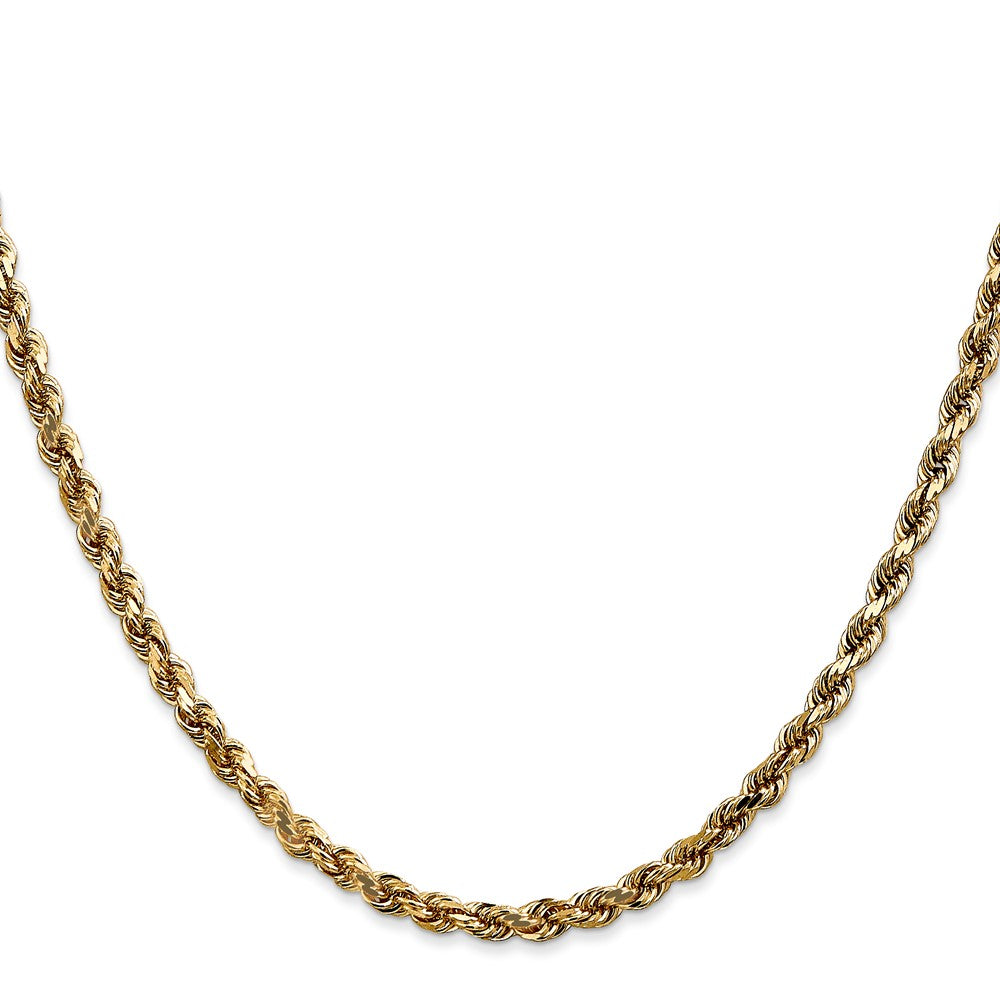14K Yellow Gold 3.5mm Diamond-Cut Rope with Lobster Clasp Chain Necklace 16"-30" - Product Photo
