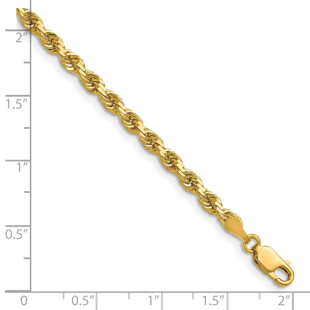 14K Yellow Gold 3.5mm Diamond-Cut Rope with Lobster Clasp Chain Necklace 16"-30" - Product Photo