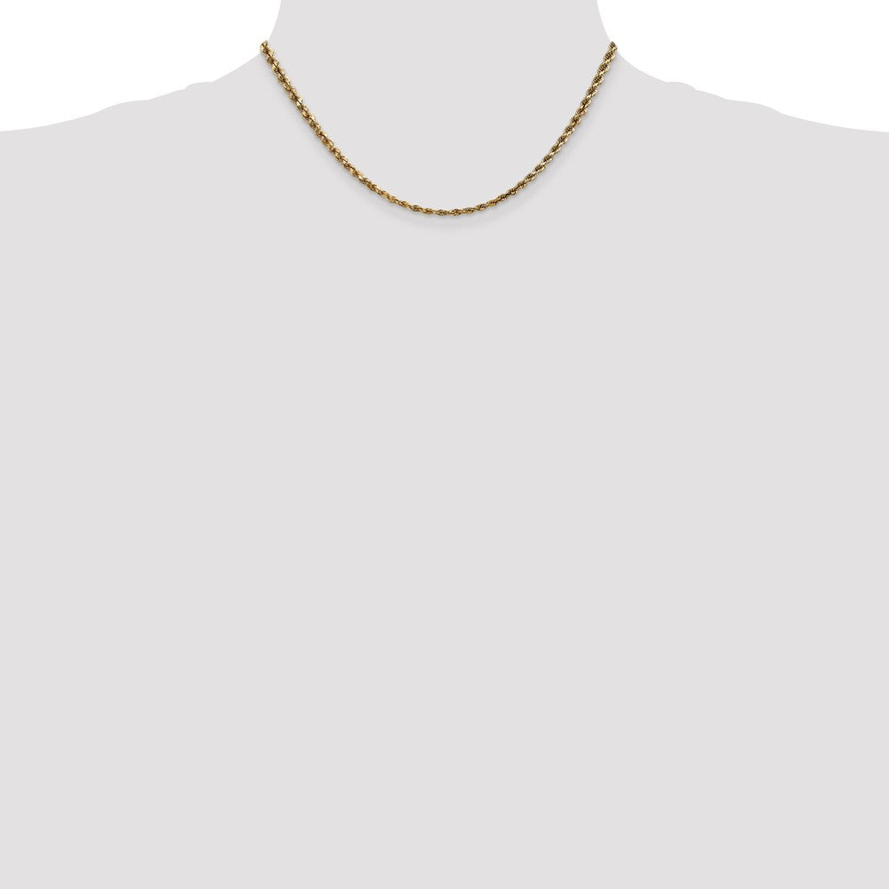 14K Yellow Gold 3.5mm Diamond-Cut Rope with Lobster Clasp Chain Necklace 16"-30" - Product Photo