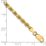 14K Yellow Gold 3.5mm Diamond-Cut Rope with Lobster Clasp Chain Bracelet 7"-8" - Product Photo