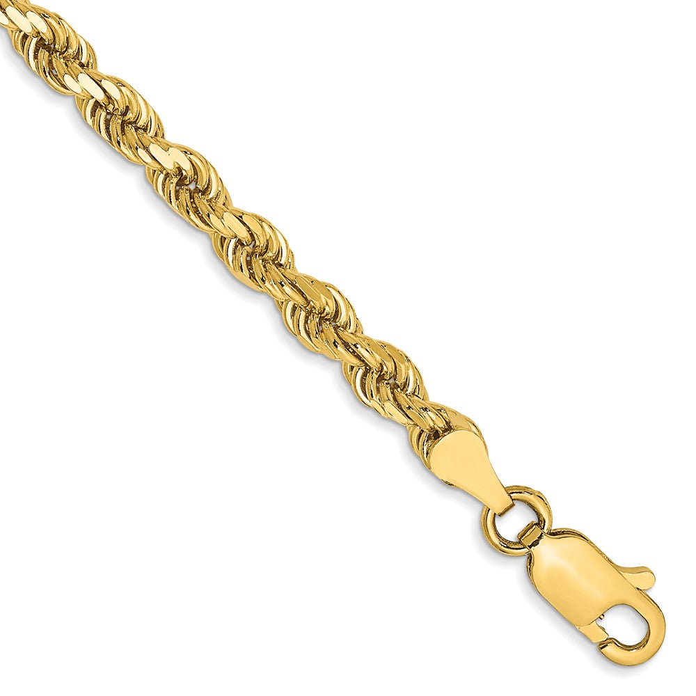 14K Yellow Gold 3.5mm Diamond-Cut Rope with Lobster Clasp Chain Bracelet 7"-8"