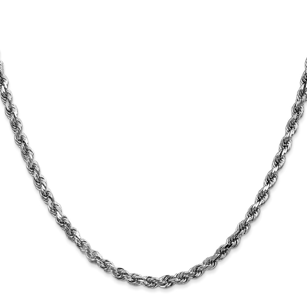 14K White Gold 3.5mm Diamond-Cut Rope with Lobster Clasp Chain Necklace 18"-24" - Product Photo