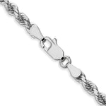 10K White Gold 3.5mm Diamond-cut Rope Chain Necklace 18"-30" - Product Photo