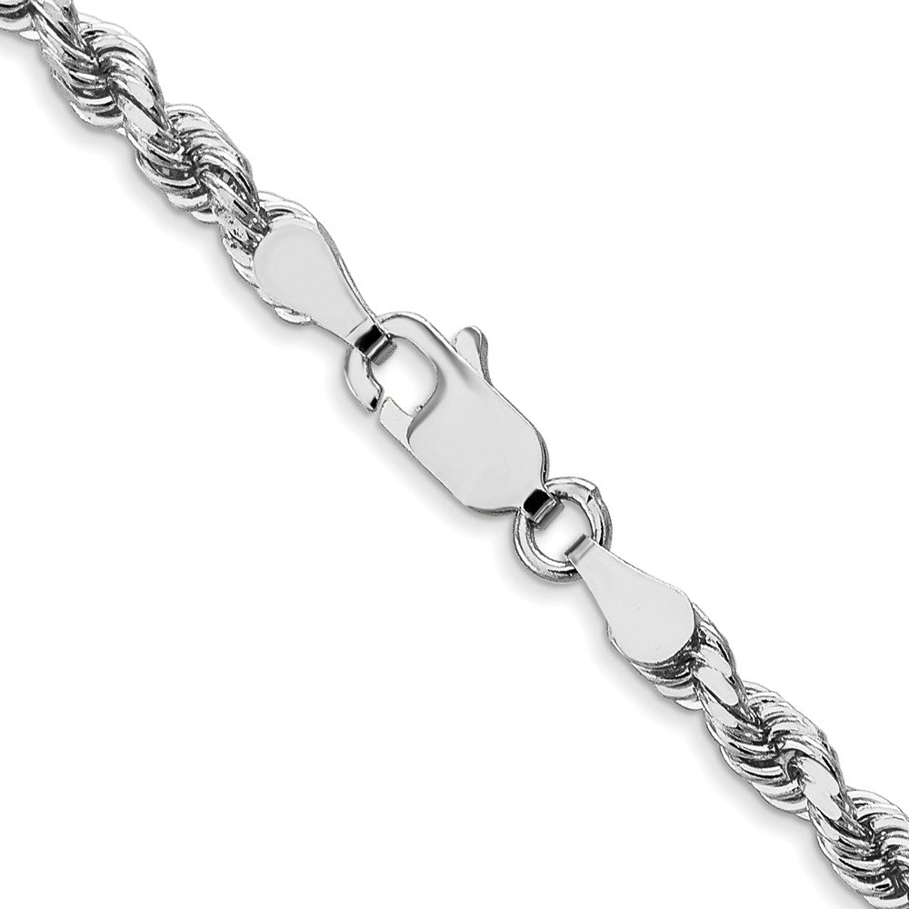 14K White Gold 3.5mm Diamond-Cut Rope with Lobster Clasp Chain Necklace 18"-24" - Product Photo