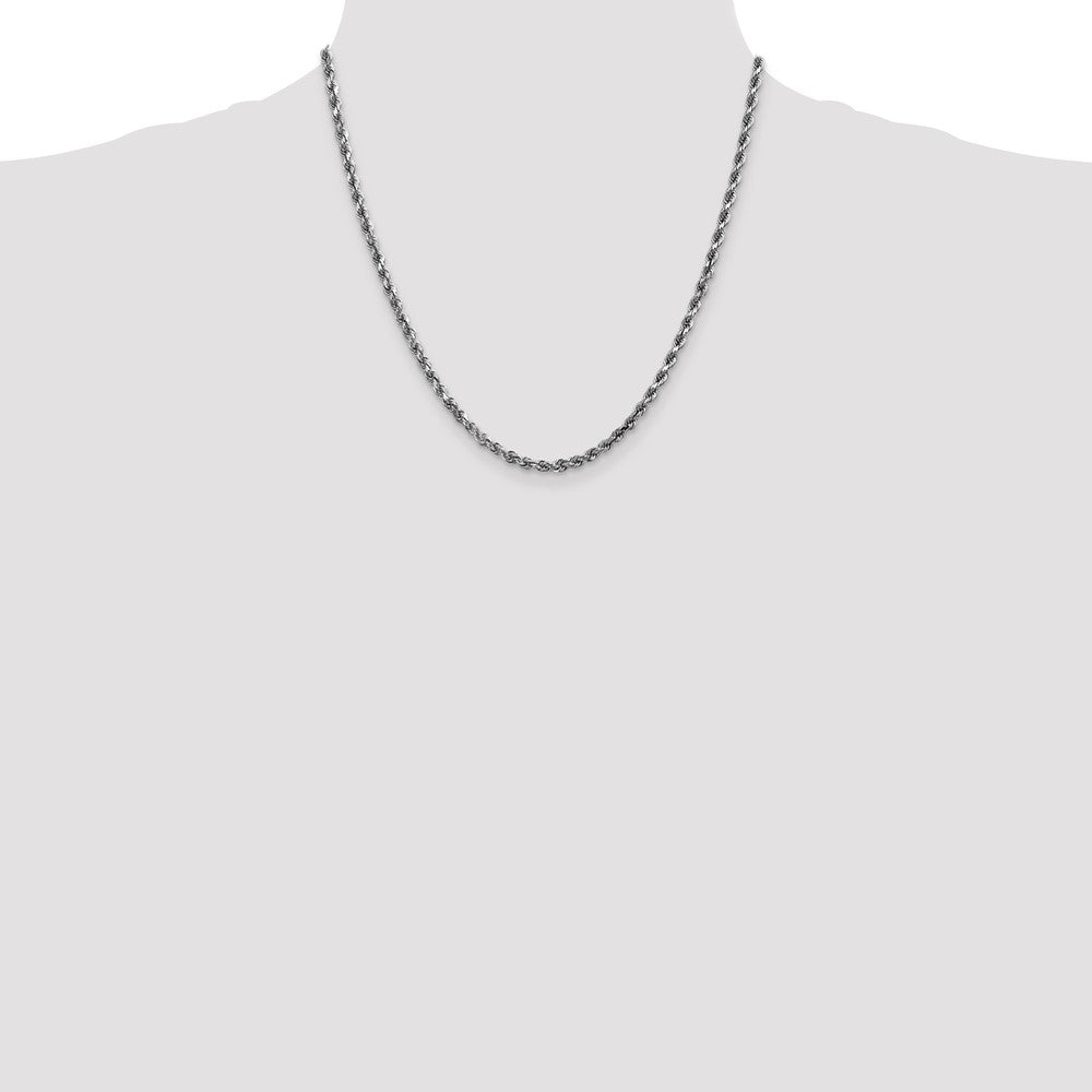 10K White Gold 3.5mm Diamond-cut Rope Chain Necklace 18"-30" - Product Photo
