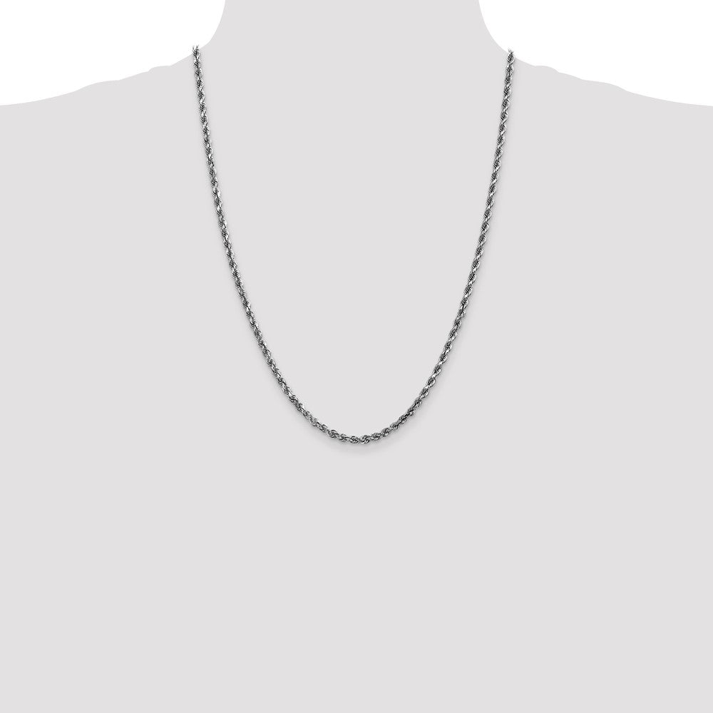 10K White Gold 3.5mm Diamond-cut Rope Chain Necklace 18"-30" - Product Photo