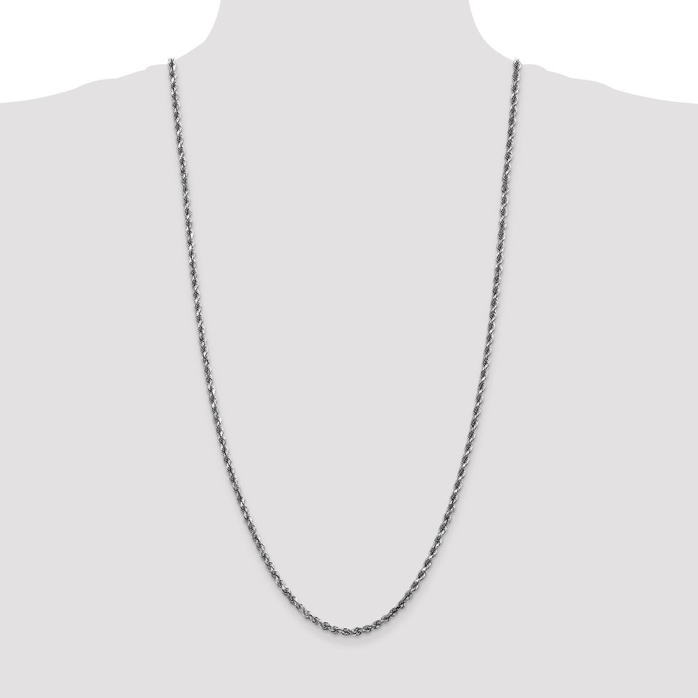 10K White Gold 3.5mm Diamond-cut Rope Chain Necklace 18"-30" - Product Photo