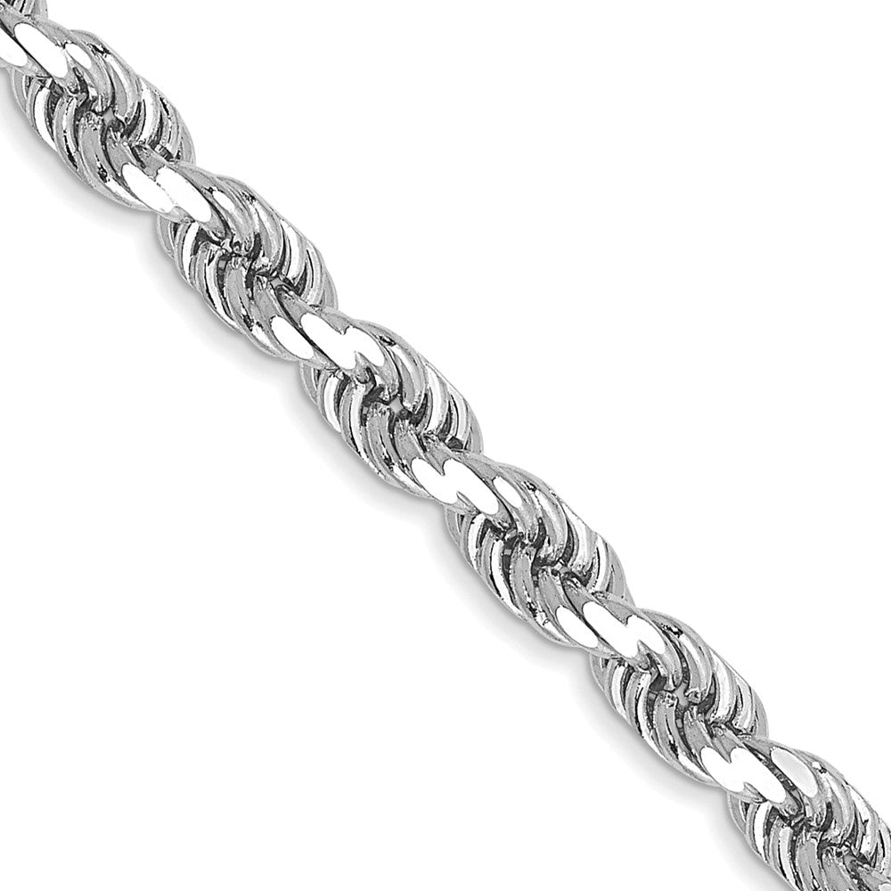 10K White Gold 3.5mm Diamond-cut Rope Chain Necklace 18"-30"
