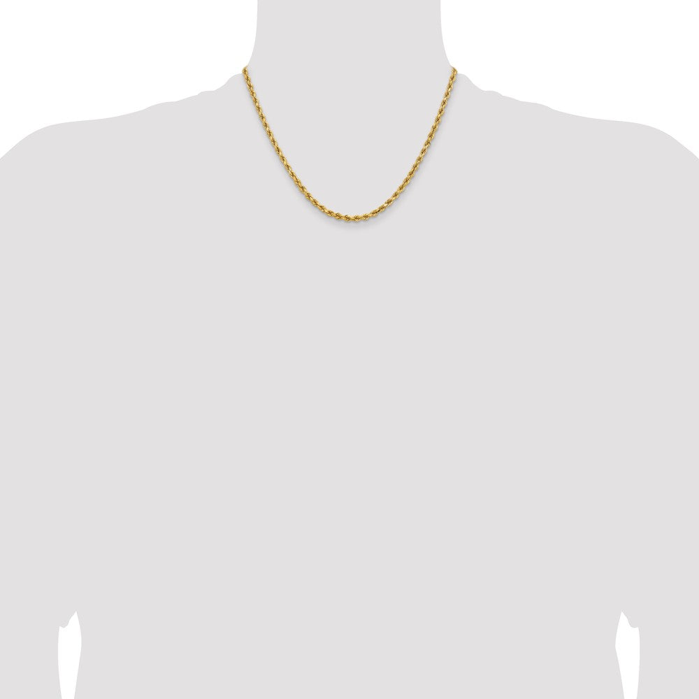 14K Yellow Gold 3.75mm D/C Rope with Lobster Clasp Chain Necklace 18"-30" - Product Photo