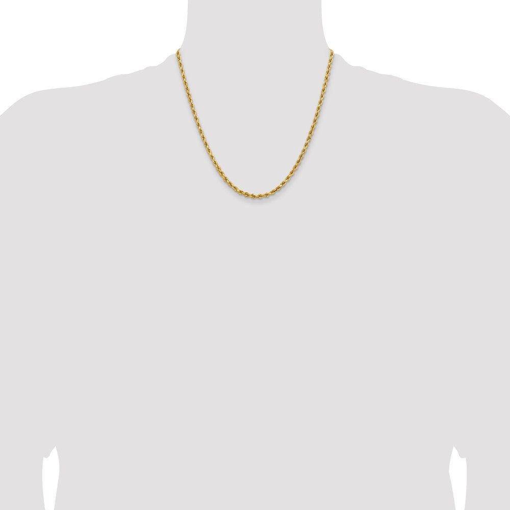 14K Yellow Gold 3.75mm D/C Rope with Lobster Clasp Chain Necklace 18"-30" - Product Photo