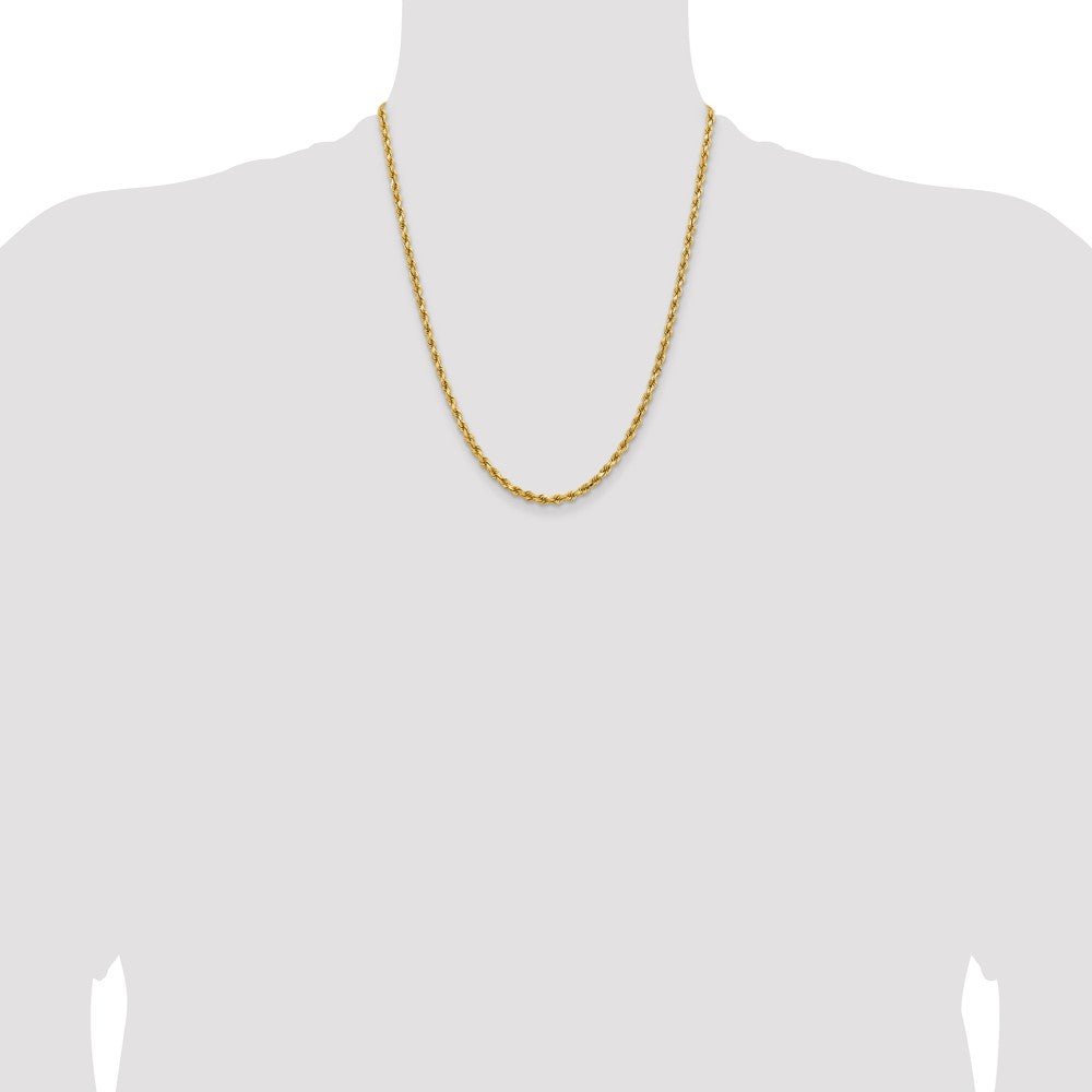14K Yellow Gold 3.75mm D/C Rope with Lobster Clasp Chain Necklace 18"-30" - Product Photo