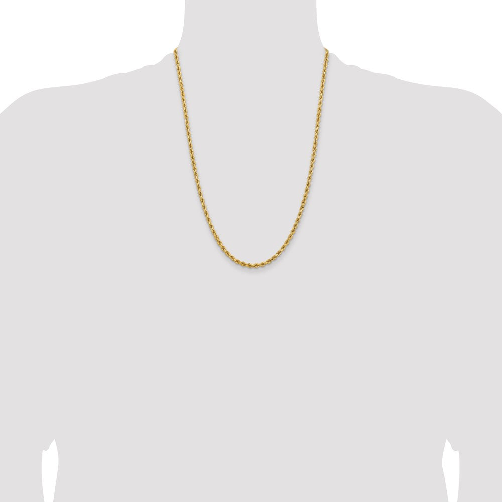 14K Yellow Gold 3.75mm D/C Rope with Lobster Clasp Chain Necklace 18"-30" - Product Photo