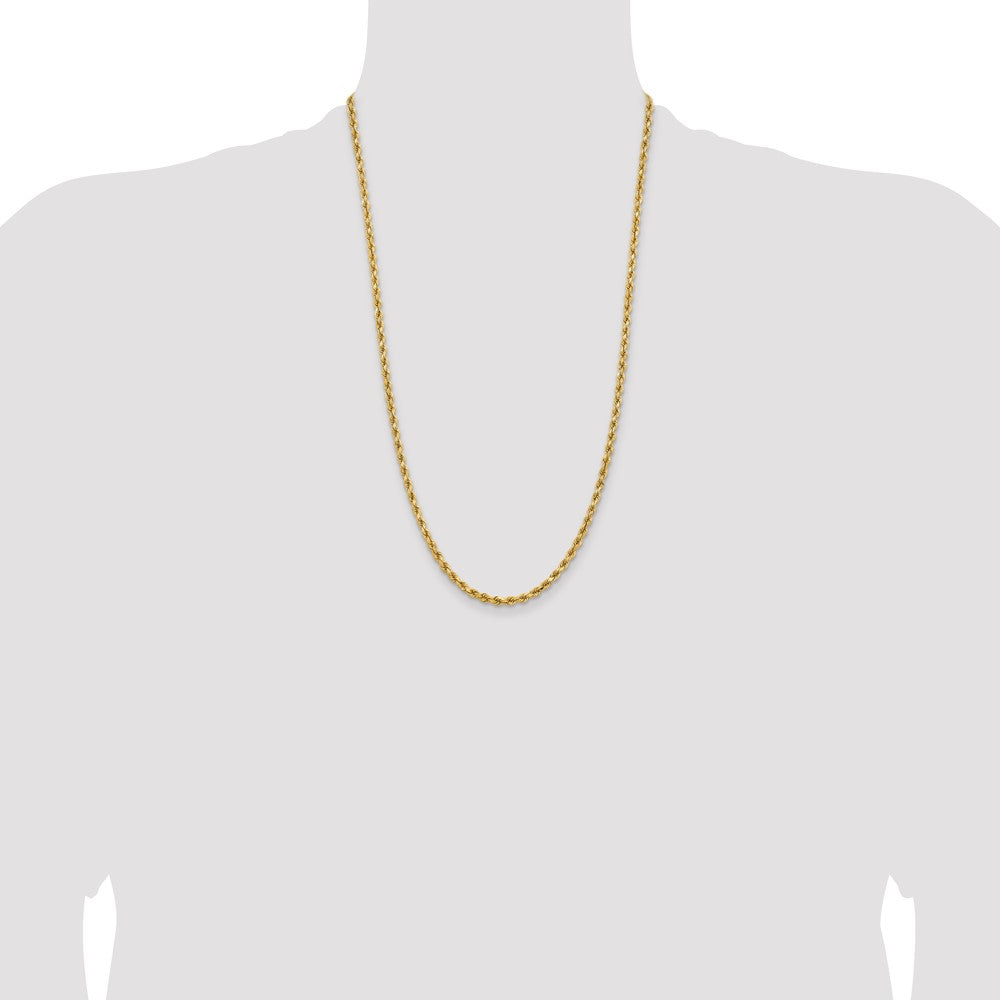 14K Yellow Gold 3.75mm D/C Rope with Lobster Clasp Chain Necklace 18"-30" - Product Photo
