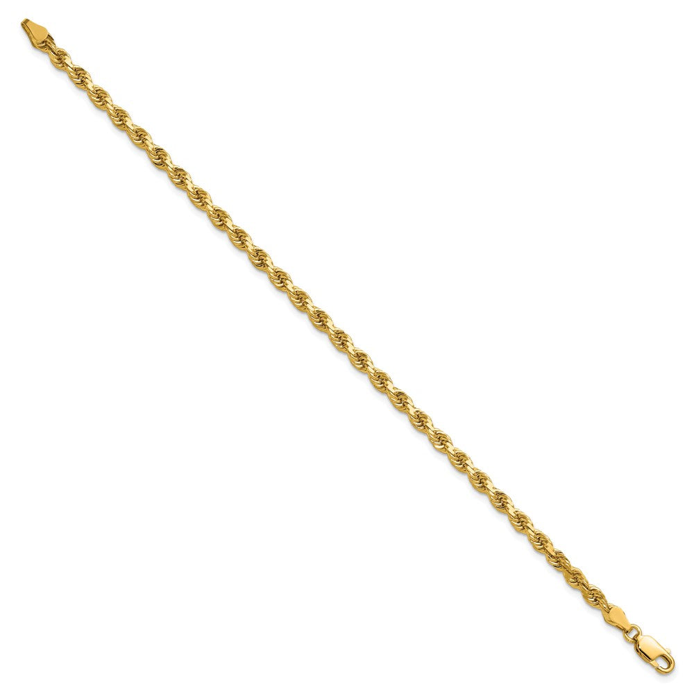 14K Yellow Gold 3.75mm Diamond-Cut Rope with Lobster Clasp Chain Bracelet 7"-8" - Product Photo