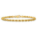 14K Yellow Gold 3.75mm Diamond-Cut Rope with Lobster Clasp Chain Bracelet 7"-8" - Product Photo