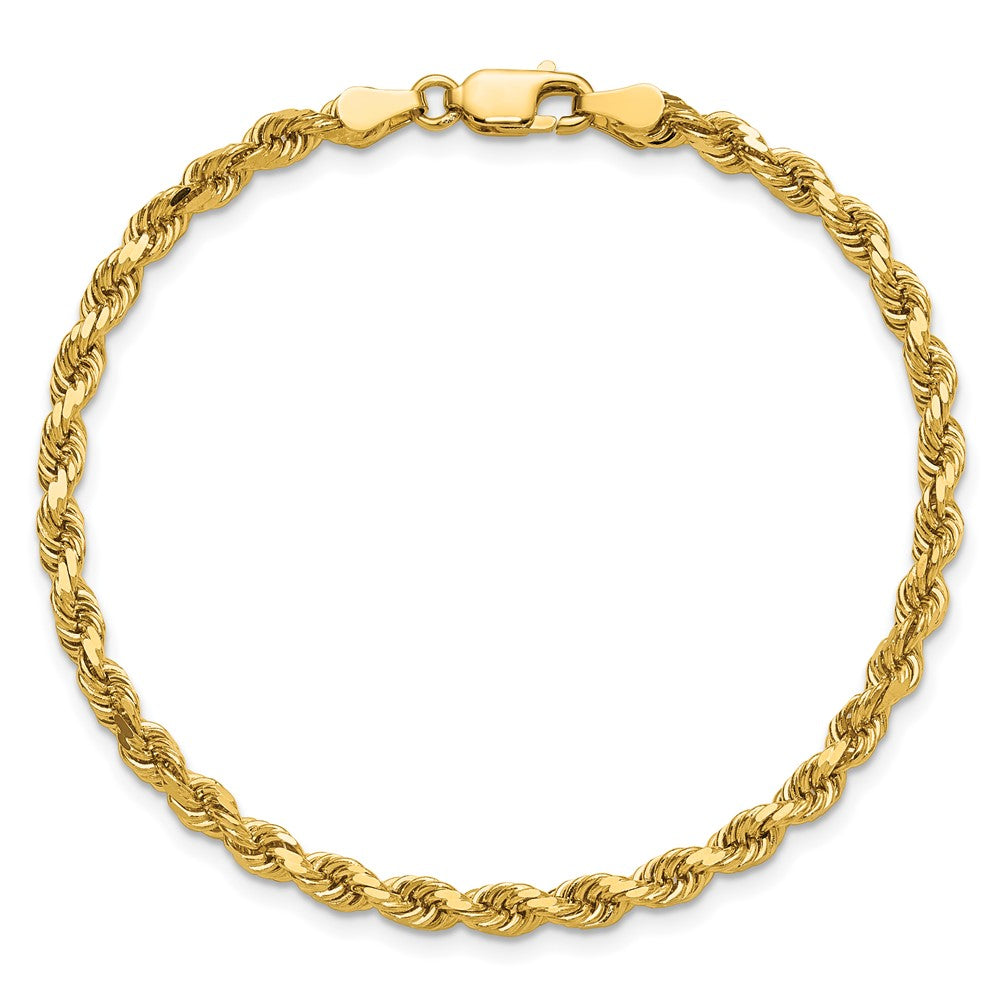 14K Yellow Gold 3.75mm Diamond-Cut Rope with Lobster Clasp Chain Bracelet 7"-8" - Product Photo