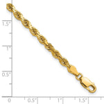 14K Yellow Gold 3.75mm Diamond-Cut Rope with Lobster Clasp Chain Bracelet 7"-8" - Product Photo