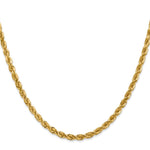 14K Yellow Gold 4mm Diamond-Cut Rope with Lobster Clasp Chain Necklace 18"-30" - Product Photo