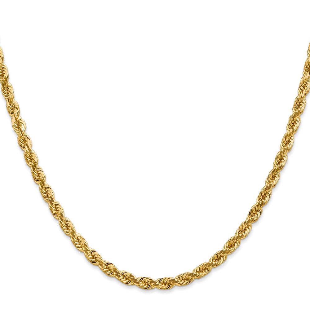 14K Yellow Gold 4mm Diamond-Cut Rope with Lobster Clasp Chain Necklace 18"-30" - Product Photo