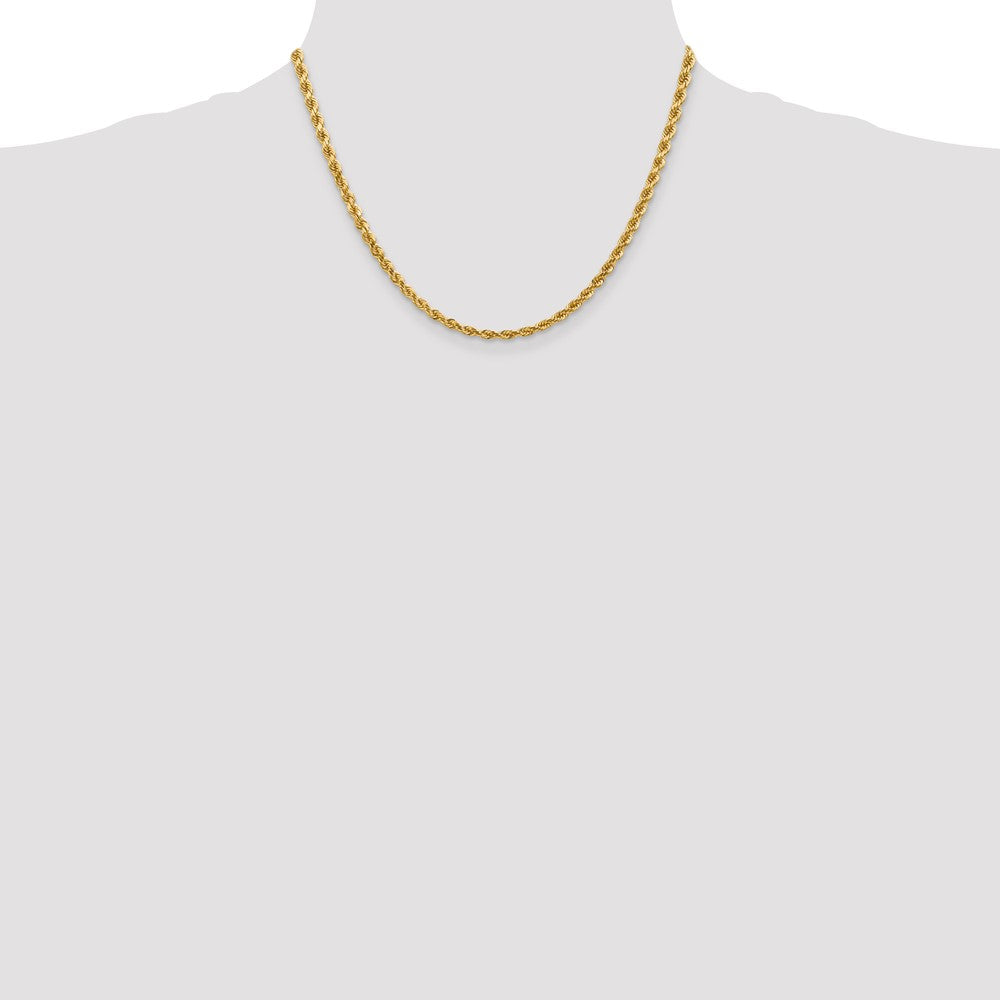14K Yellow Gold 4mm Diamond-Cut Rope with Lobster Clasp Chain Necklace 18"-30" - Product Photo