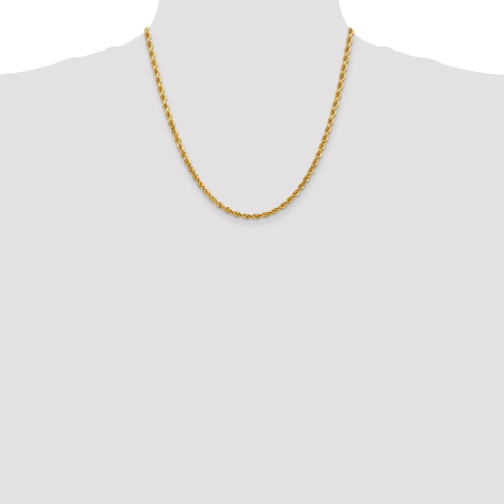 14K Yellow Gold 4mm Diamond-Cut Rope with Lobster Clasp Chain Necklace 18"-30" - Product Photo