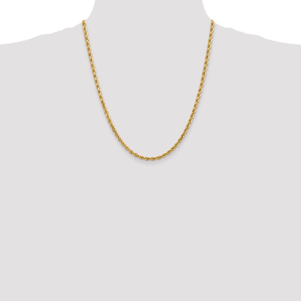 14K Yellow Gold 4mm Diamond-Cut Rope with Lobster Clasp Chain Necklace 18"-30" - Product Photo