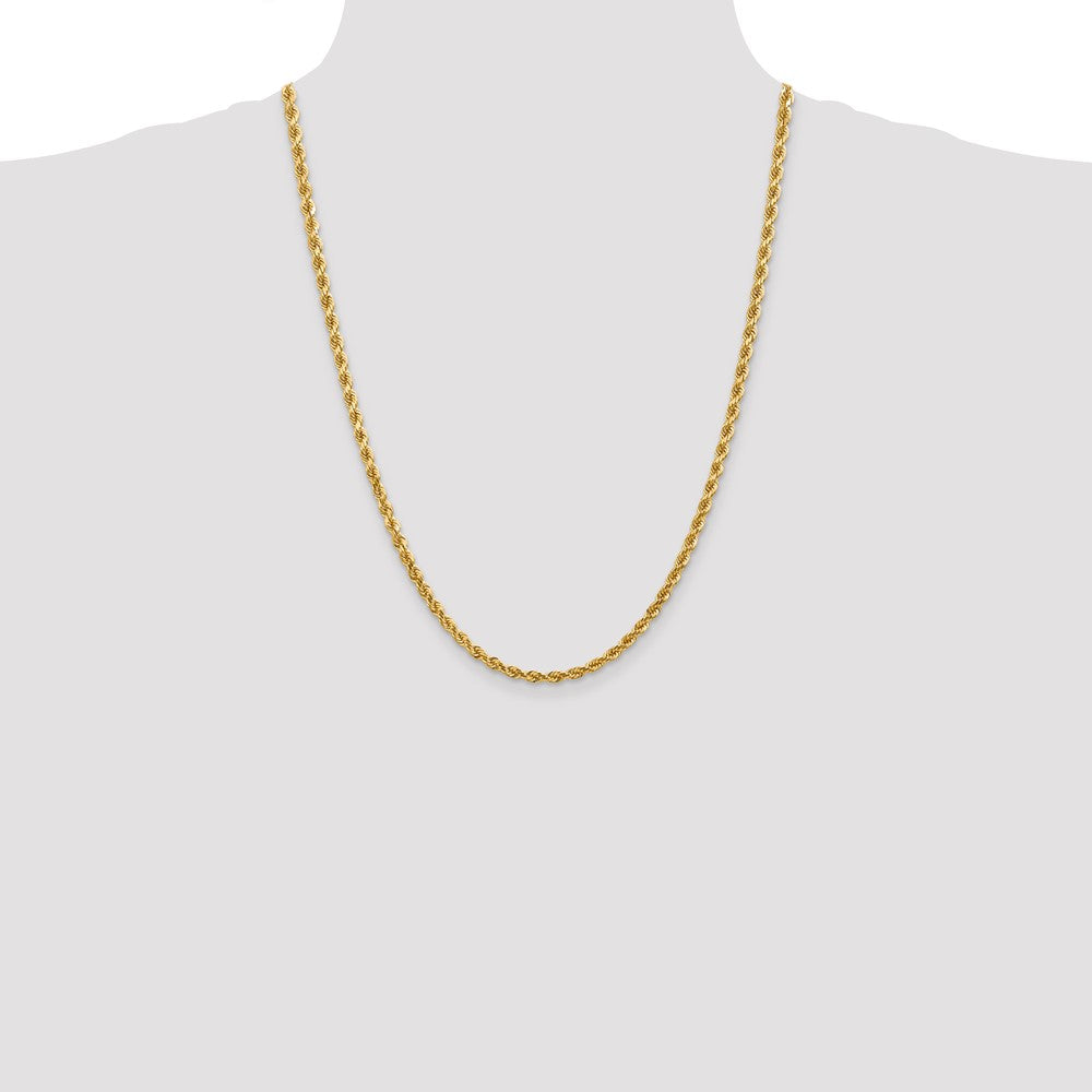 14K Yellow Gold 4mm Diamond-Cut Rope with Lobster Clasp Chain Necklace 18"-30" - Product Photo