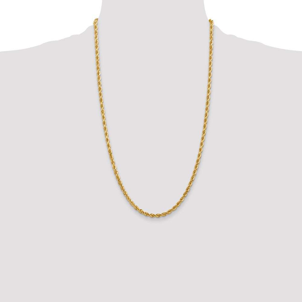 14K Yellow Gold 4mm Diamond-Cut Rope with Lobster Clasp Chain Necklace 18"-30" - Product Photo