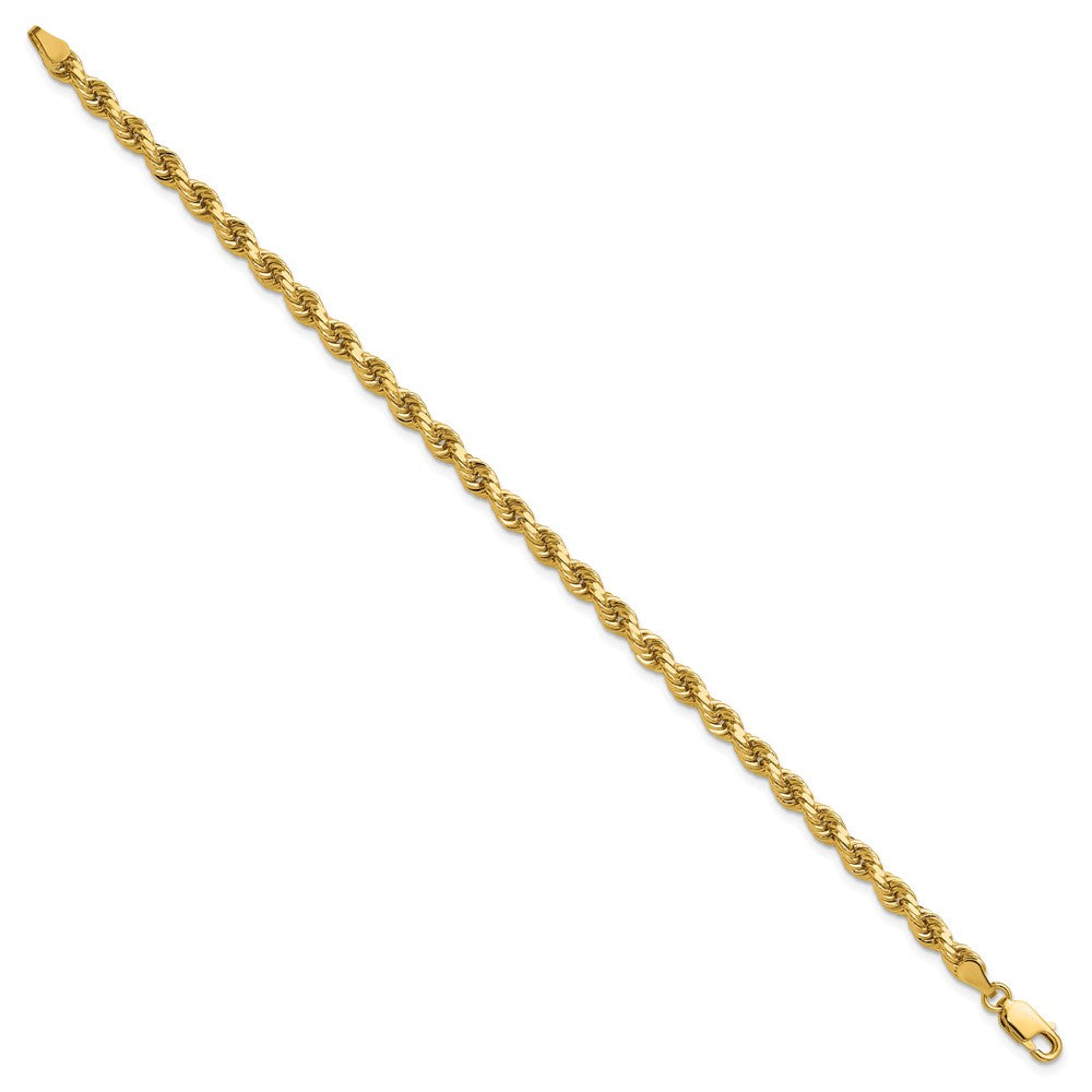 14K Yellow Gold 4mm Diamond-Cut Rope with Lobster Clasp Chain Bracelet 7"-9" - Product Photo
