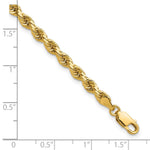 14K Yellow Gold 4mm Diamond-Cut Rope with Lobster Clasp Chain Bracelet 7"-9" - Product Photo