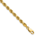 14K Yellow Gold 4mm Diamond-Cut Rope with Lobster Clasp Chain Bracelet 7"-9" - Product Photo