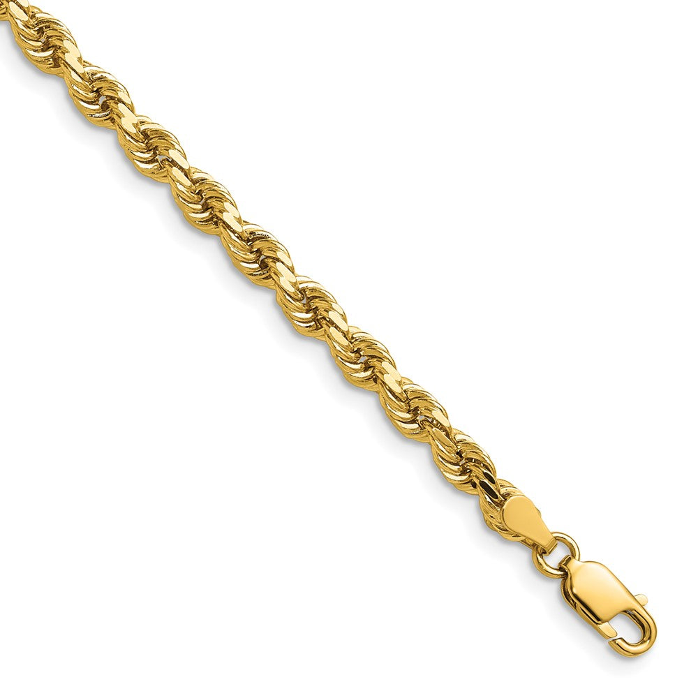 14K Yellow Gold 4mm Diamond-Cut Rope with Lobster Clasp Chain Necklace 18"-30"