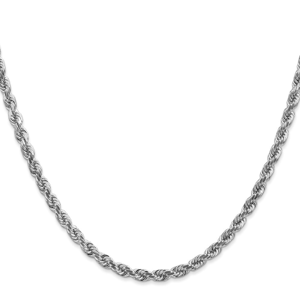 10K White Gold 4mm Diamond-cut Rope Chain Necklace 18"-26" - Product Photo