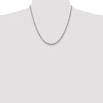10K White Gold 4mm Diamond-cut Rope Chain Necklace 18"-26" - Product Photo