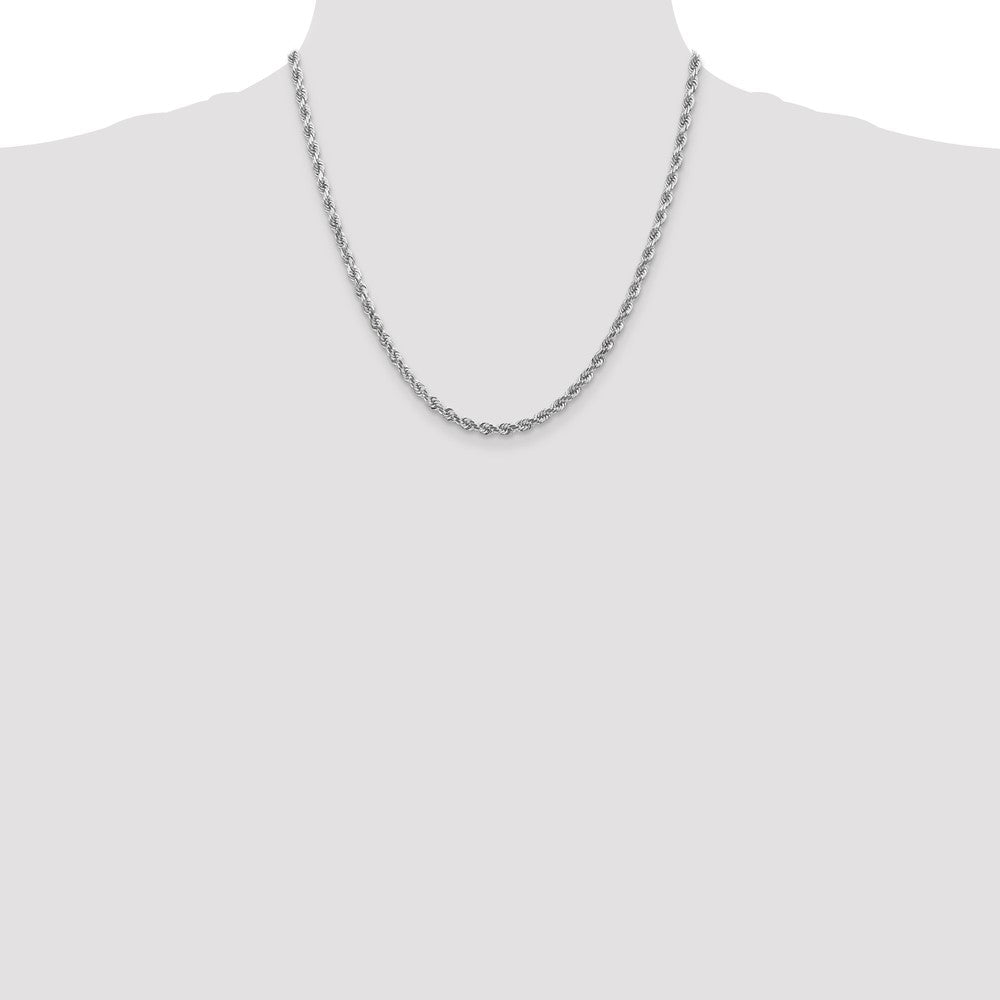 14K White Gold 4mm Diamond-Cut Rope with Lobster Clasp Chain Necklace 18"-30" - Product Photo