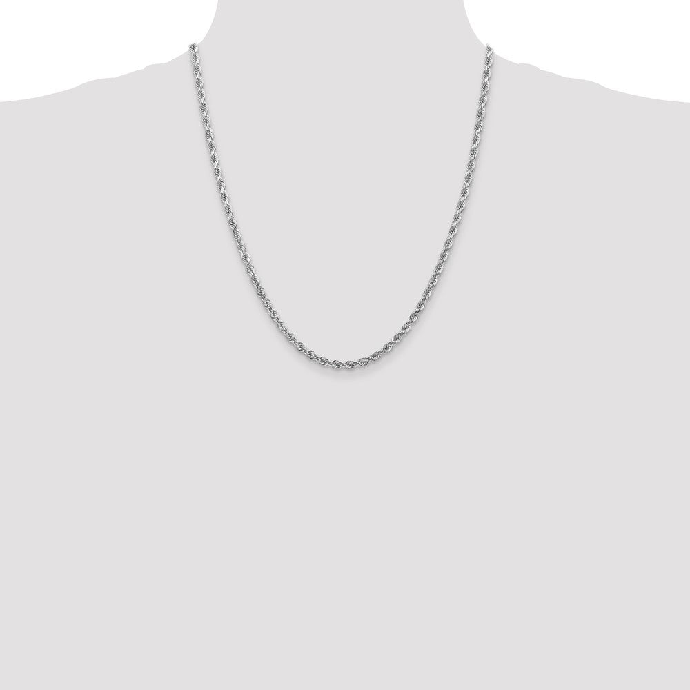 10K White Gold 4mm Diamond-cut Rope Chain Necklace 18"-26" - Product Photo