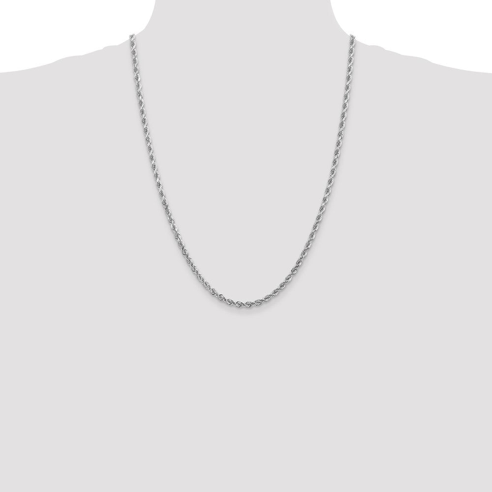 10K White Gold 4mm Diamond-cut Rope Chain Necklace 18"-26" - Product Photo