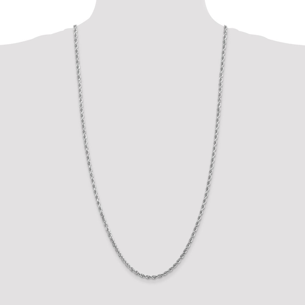 14K White Gold 4mm Diamond-Cut Rope with Lobster Clasp Chain Necklace 18"-30" - Product Photo