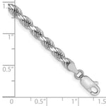 14K White Gold 4mm Diamond-Cut Rope with Lobster Clasp Chain Bracelet 8"-9" - Product Photo