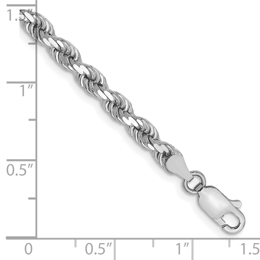 14K White Gold 4mm Diamond-Cut Rope with Lobster Clasp Chain Bracelet 8"-9" - Product Photo