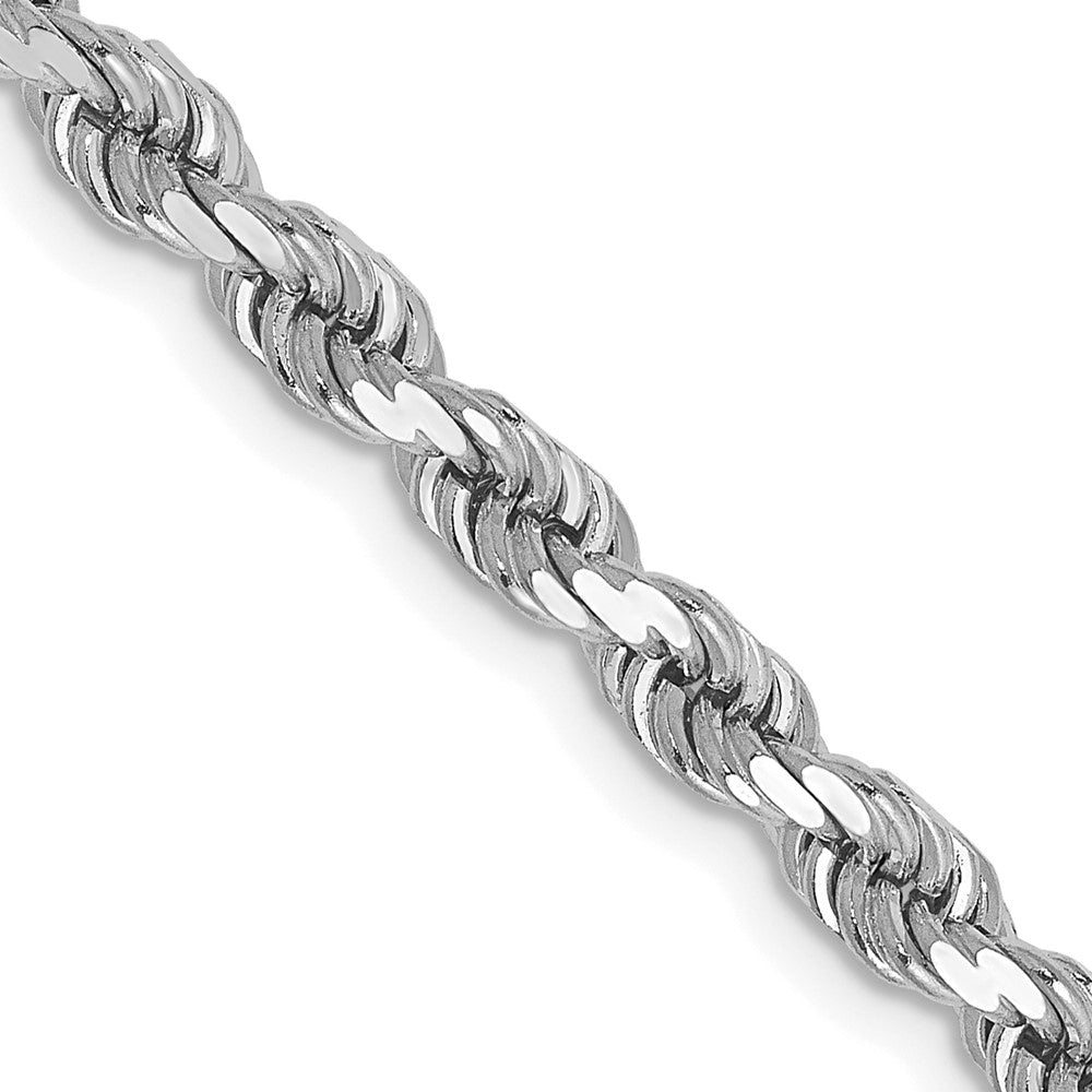 10K White Gold 4mm Diamond-cut Rope Chain Necklace 18"-26"