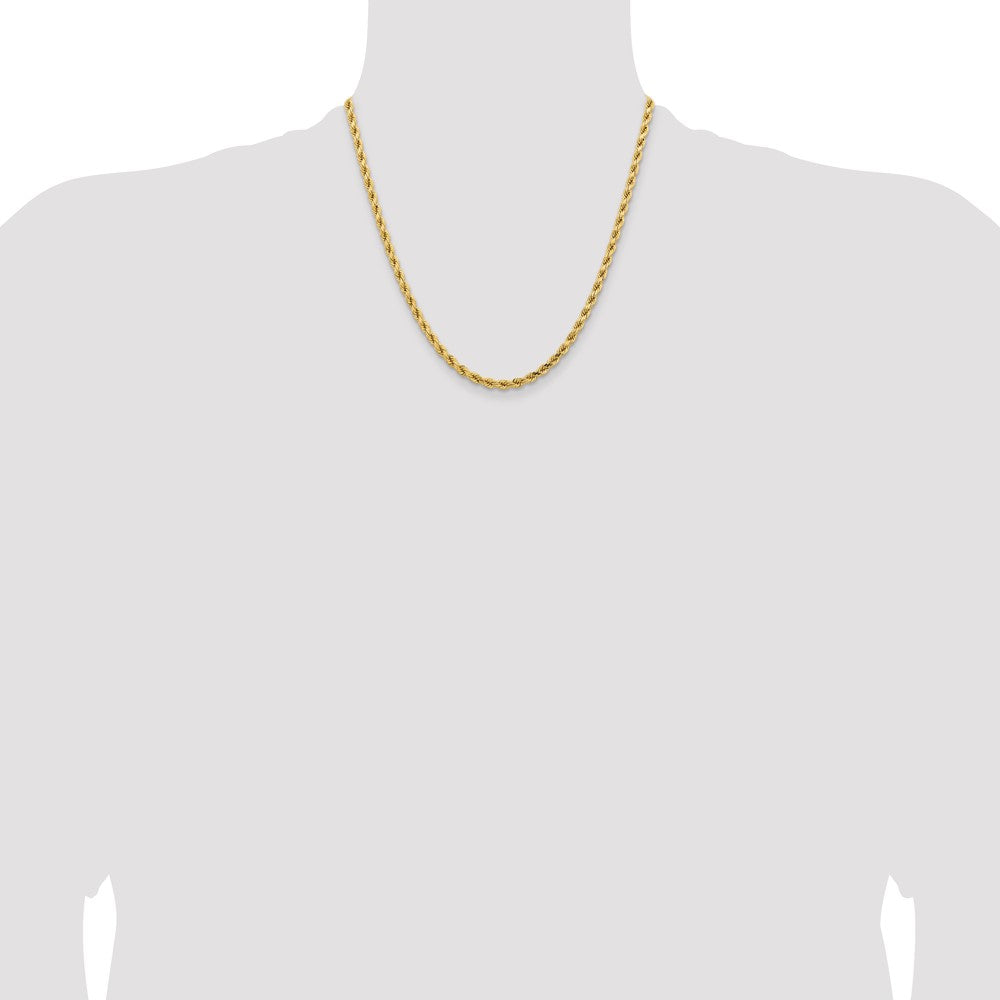 14K Yellow Gold 4.25mm D/C Rope with Lobster Clasp Chain Necklace 16"-30" - Product Photo