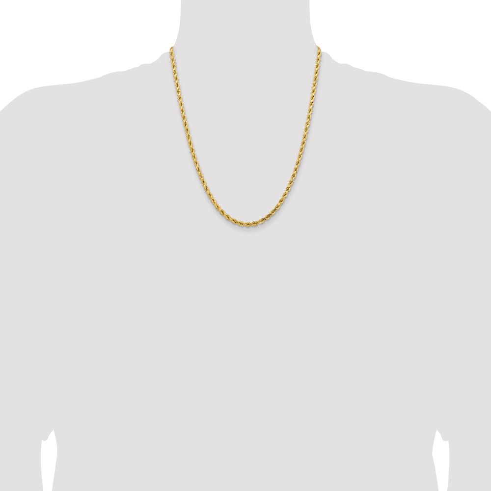 14K Yellow Gold 4.25mm D/C Rope with Lobster Clasp Chain Necklace 16"-30" - Product Photo