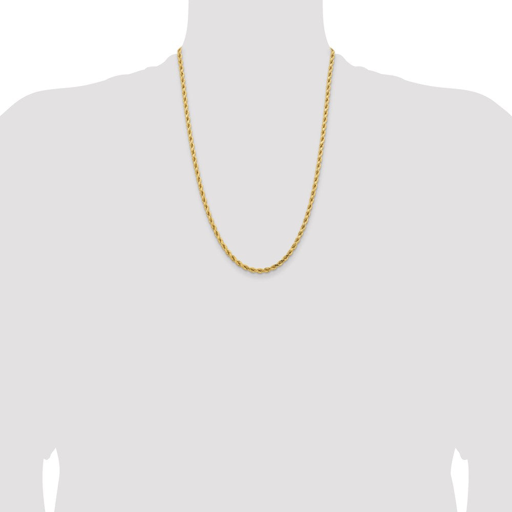 14K Yellow Gold 4.25mm D/C Rope with Lobster Clasp Chain Necklace 16"-30" - Product Photo