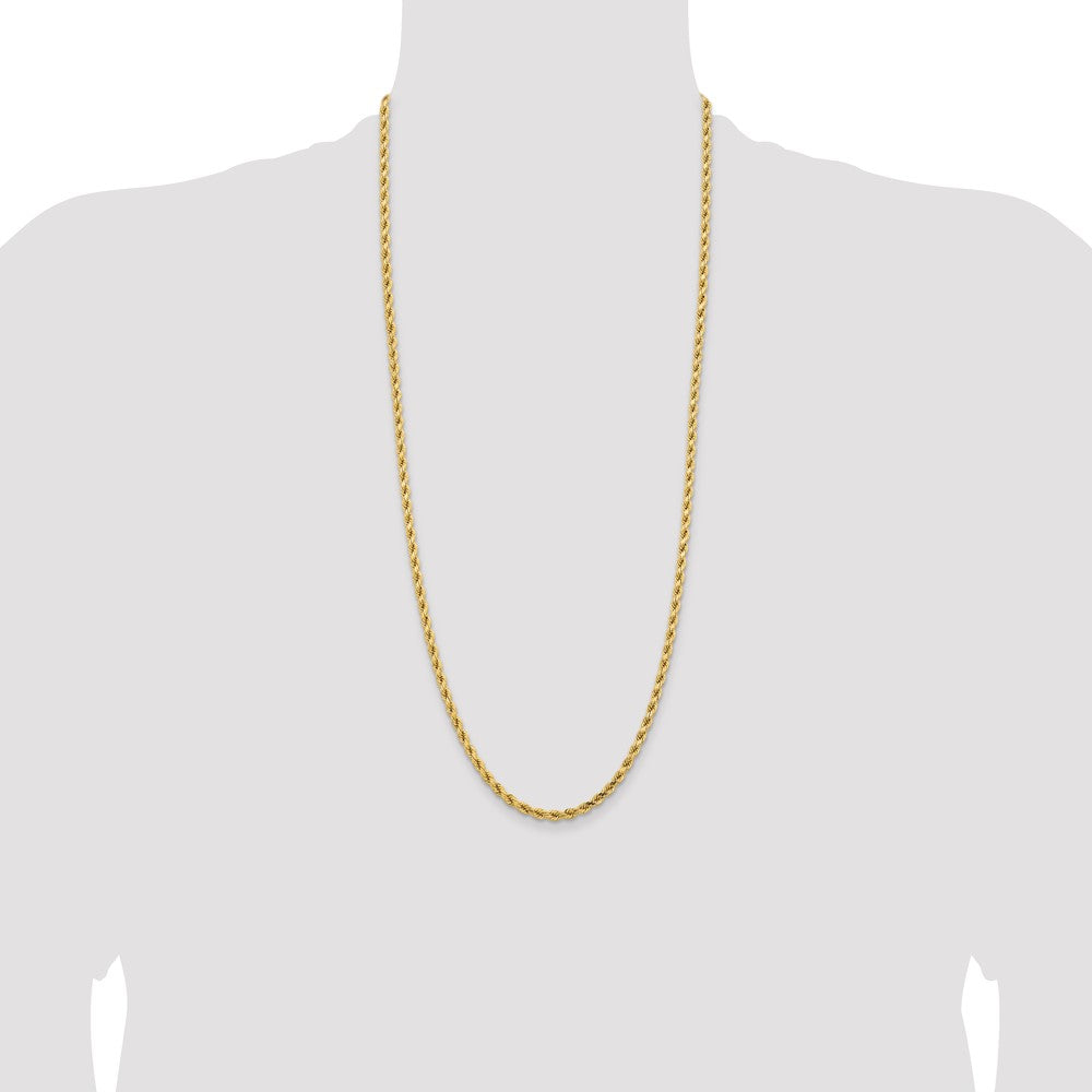 14K Yellow Gold 4.25mm D/C Rope with Lobster Clasp Chain Necklace 16"-30" - Product Photo
