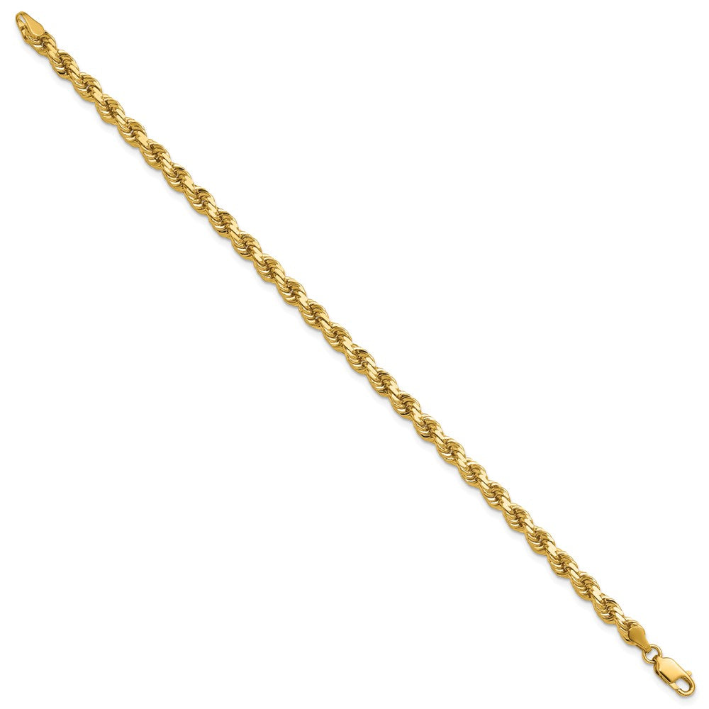 14K Yellow Gold 4.25mm Diamond-Cut Rope with Lobster Clasp Chain Bracelet 7"-8" - Product Photo