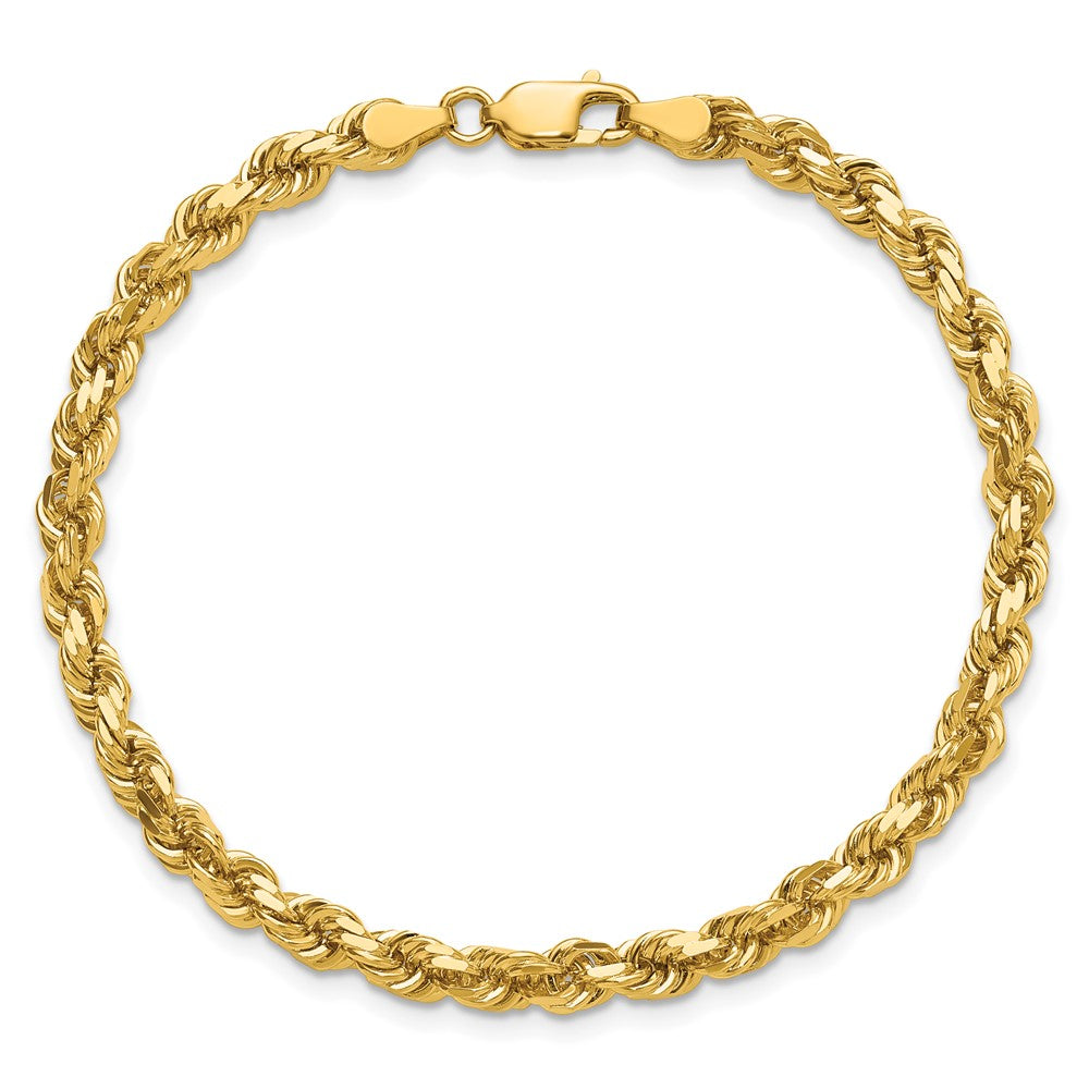 14K Yellow Gold 4.25mm Diamond-Cut Rope with Lobster Clasp Chain Bracelet 7"-8" - Product Photo