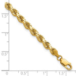14K Yellow Gold 4.25mm Diamond-Cut Rope with Lobster Clasp Chain Bracelet 7"-8" - Product Photo
